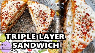 Triple Layer Sandwich  Pizza Sandwich  Cheese burst sandwich  Moms Kitchen  Street style food [upl. by Siroled]