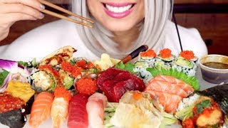 Sushi amp Sashimi ASMR  Big Bite No Talking Mukbang [upl. by Wendin]