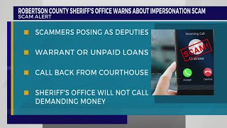 Robertson County Sheriffs Office warns about impersonation scam [upl. by Neirbo]