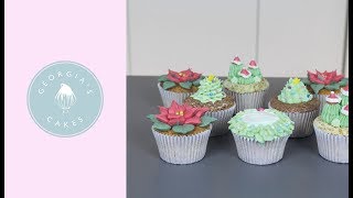 Christmas Cupcake Decorating  Georgias Cakes [upl. by Nagap]