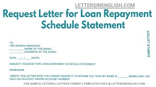 Request Letter For Loan Repayment Schedule Statement  Letter to Request for Loan Repayment Schedule [upl. by Pimbley]