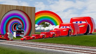 Big amp Small Lightning Van McQueen vs Ironman Train vs Thomas The Tank Engine vs Portal BeamNGdrive [upl. by Mourant]