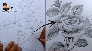 How to draw a rose in pencil  Drawing video  Step by step drawing  Art [upl. by Piefer234]