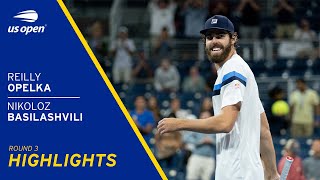 Reilly Opelka vs Nikoloz Basilashvili Highlights  2021 US Open Round 3 [upl. by Avery]