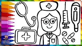 Dibuja y Colorea A Una Doctora Con Sus Complementos 👩‍⚕️🩺💊 Dibujos Para Niños [upl. by Odnarb]