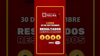 LOTERIA DEL TOLIMA del LUNES 30 de septiembre de 2024 Loteria Shorts [upl. by Elahcim]