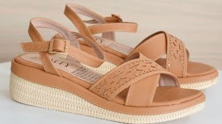 TOP NEW IDEAS OF BEAUTIFUL EASY TRENDY HEEL SLIPPERS SANDLAS WEDGES CHAPPAL DESIGN [upl. by Doralia]