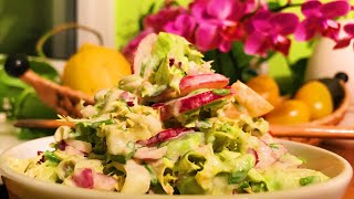 Chives Radish Tomato Frisée Salad with Garlic Cashew Dressing  Take 3 [upl. by Itida380]