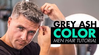 Mens Hair Color Tutorial  Grey Hairstyle Transformation [upl. by Taddeo]