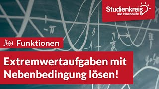 Extremwertaufgaben mit Nebenbedingung lösen  Mathe verstehen mit dem Studienkreis [upl. by Mariken616]