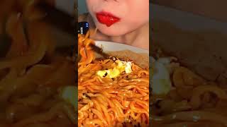 Spicy Fire Ramen noodles egg xiao mukbang trending food shorts viralvideo asmr eatingsound [upl. by Olleina]