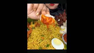 Maggie masala fry with boiled eggmomos and egg roll mukbang eatingshow chicken foodchallenge [upl. by Grados483]