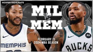 Milwaukee Bucks vs Memphis Grizzlies Full Game Highlights  Feb 15  2024 NBA Season [upl. by Whittemore]