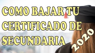 Como bajar certificado de secundaria 2020 [upl. by Aiel]