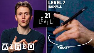 21 Levels of Pen Spinning Easy to Complex  WIRED [upl. by Nelo]