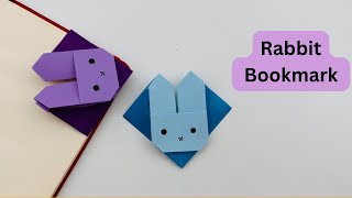 DIY Paper BUNNY rabbit Corner Bookmark Paper Crafts For School  Origami Bookmark  Paper Craft New [upl. by Niattirb]