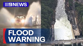 Warragamba Dam spills as rain continues in NSW  9 News Australia [upl. by Arbba]