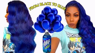 BLUEBERRY FAYGO HAIR COLOR FROM BLACK TO ELECTRIC BLUE │START TO FINISH PRO TIPS ft ISHOWBEAUTY [upl. by Freddie]