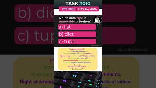 PyTask010  Python Quick Tips Understanding Immutable Data Types in Python 🐍 [upl. by Clair102]