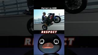 Respect for H2R vs Ferrari race h2r ferrari h2 kawasakininjah2r [upl. by Kauslick]