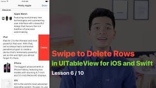 UITableView Pt 610 DELETE ROWS FROM TABLE VIEW SWIFT TUTORIAL [upl. by Biondo]