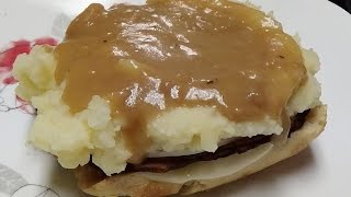 Recipe for Open Faced Hot Roast Beef Sandwich with Mashed Potatoes and Gravy [upl. by Ahseid]