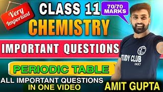 Important Questions Of Chemistry Class 11  Periodic Classification Of Elements Class 11 Amit Gupta [upl. by Ruben]