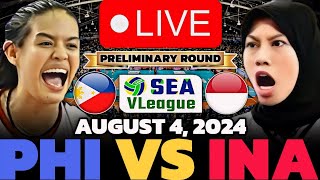 PHILIPPINES VS INDONESIA 🔴LIVE NOW  AUGUST 4 2024  SEA VLEAGUE 2024 seavleague2024live [upl. by Stanton]