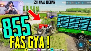 MODIFIED 855 TRACTOR Fas Gya 😥5911 naal Tochan paya fer¬ INDIAN FARMING x BrarTV [upl. by Ad]