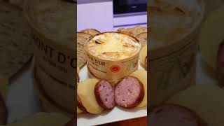 Mont dor au four saucisse de Morteau 🤤food recette recipe cheese fromage france yummy good [upl. by Lraed71]