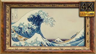 Great Wave of Kanagawa  Art Screensaver for TV With Frame  Screensaver for TV Wallpaper 4K [upl. by Adnert]