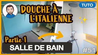 Comment faire une DOUCHE À LITALIENNE  TUTO pose platine et receveur à carreler [upl. by Palocz]