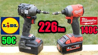 LIDL visseuse à chocs PARKSIDE PERFORMANCE 226 Nm brushless PDSSAP 20Li B3 VS MILWAUKEE M18FID20 [upl. by Berni785]