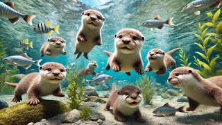 Otter Dive and Splash Fun Song for Kids About Otters Swimming [upl. by Gerhard]