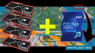 Fortnite test NVIDIA RTX 3090 TI 4Way SLI  i911900K 7 Ghz Liquid Nitrogen up to 5000 FPS [upl. by Maudie129]