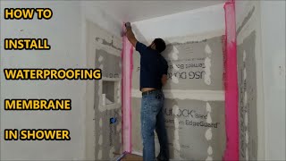 EASIEST Way To Install Waterproofing Membrane In Shower With RedGard [upl. by Hsakaa]