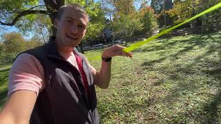 Slackline Vlog and how to cheaply set up a line outside 102821 [upl. by Ttimme748]