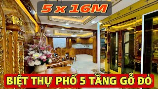 NHÀ PHỐ Gò Vấp mà như BIỆT THỰ  5 Tầng toàn Gỗ Đỏ có phòng Karaoke  Phòng đón khách thượng lưu [upl. by Muslim]