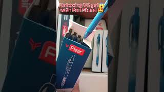 flair V2😱🤩 gel Pen unboxing Video with pen stand shorts stationeryitem [upl. by Silvano]