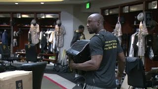 Marte soothes clubhouse with an accordion [upl. by Greenquist]