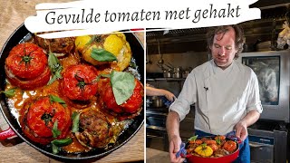 Koken met Rik de Jonge Gevulde tomaten met gehakt [upl. by Llenyt]