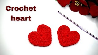 how to crochet a heart  crochet a small heart for beginners  crochet heart left handed [upl. by Aynotal424]