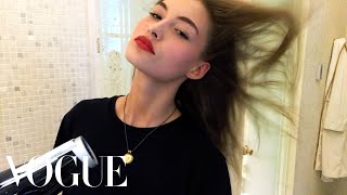 Grace Elizabeth’s Easy ModelOnDuty Makeup  Beauty Secrets  Vogue [upl. by Laenej295]