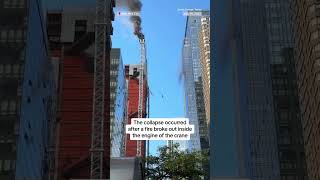 A crane collapsed off of a building in New York City injuring 5 people including a firefighter [upl. by Halli]