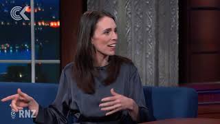 Jacinda Ardern ends NYC visit with appearance on Colberts Late Show [upl. by Maxwell793]