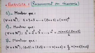 Raisonnement par récurrence exercice Notions de LOGIQUE [upl. by Eeraj]