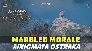 Marbled Morale  Mykonos Island  Ainigmata Ostraka Puzzle Location amp Solution  AC ODYSSEY [upl. by Hgielak996]