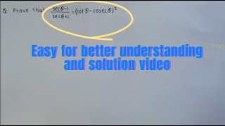 Prove that sec theta1sec theta1cot thetacosec theta2 solution videoeasy way MrMonkey [upl. by Carmela]