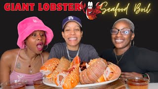 GIANT LOBSTER TAIL SEAFOOD BOIL ASMR MUKBANG WITH FRIENDS [upl. by Blim925]