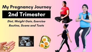 My Pregnancy Journey  2nd Trimester  Diet Weight Gain Exercise Routine Scans [upl. by Noteloc]